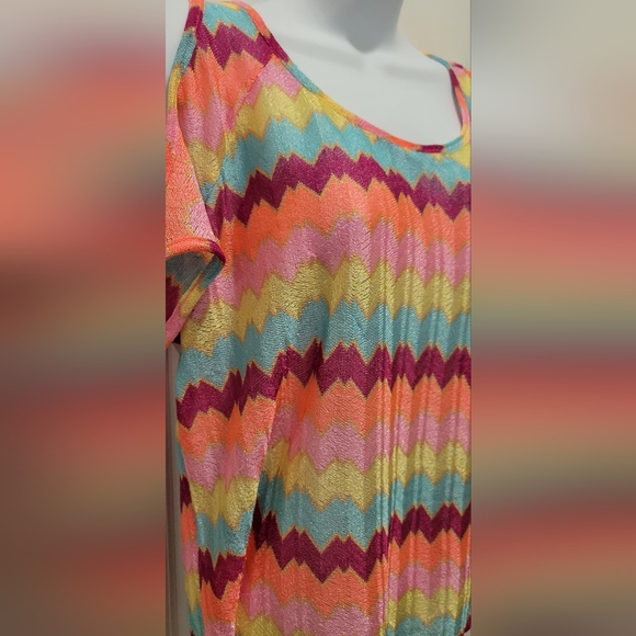 3/$20 ❤️Psychedelic Open Shoulder Sheer Crochet Blouse Vintage forever 21 Small - Picture 3 of 6